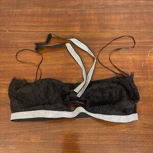 Victoria's Secret Lacy Bra with Wrap Around Bedazzled Neck Piece Black Large